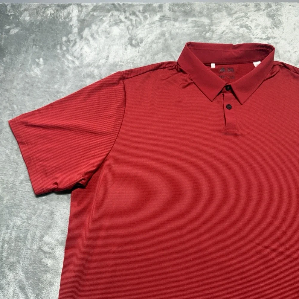 Adidas‎ Golf Polo Shirt Men's 2XL Red Striped Short Sleeve Activewear